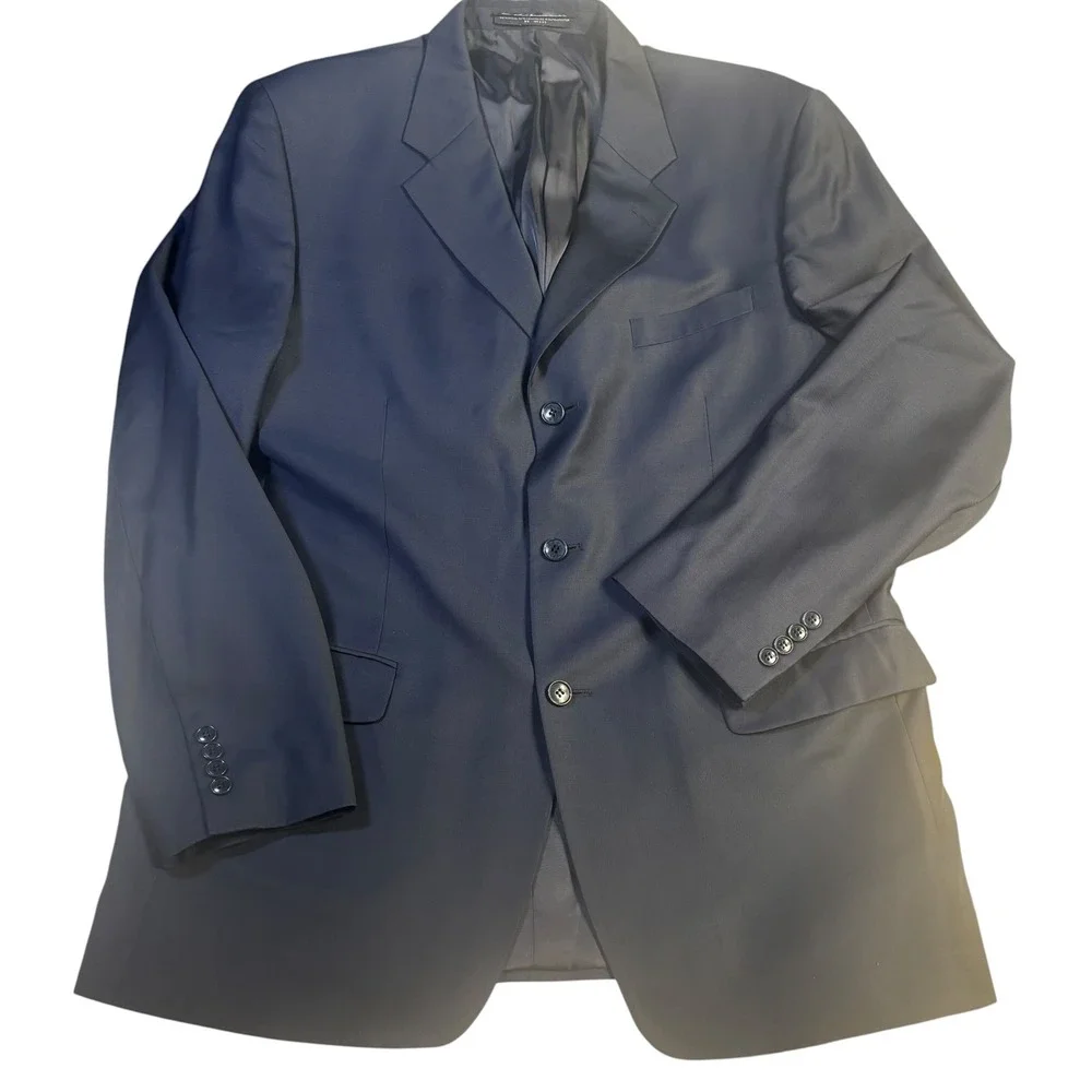 Jones New York Navy Blue 3-Button Tailored Blazer Suit Jacket 44L Mens